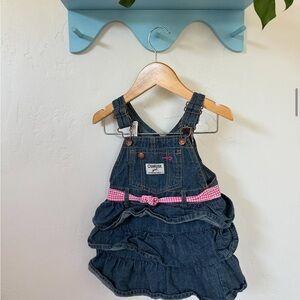 OshKosh B'gosh Blue and Pink Ruffle Overalls